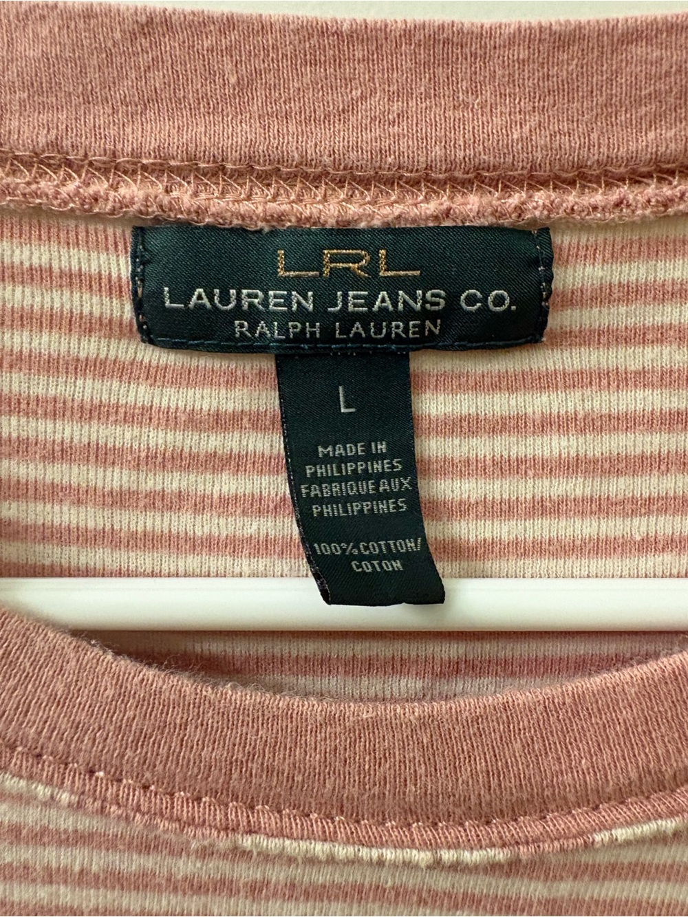 Lauren Ralph‎ Lauren Pink Striped Long-Sleeve Top with Shoulder Buttons - Picture 2 of 3